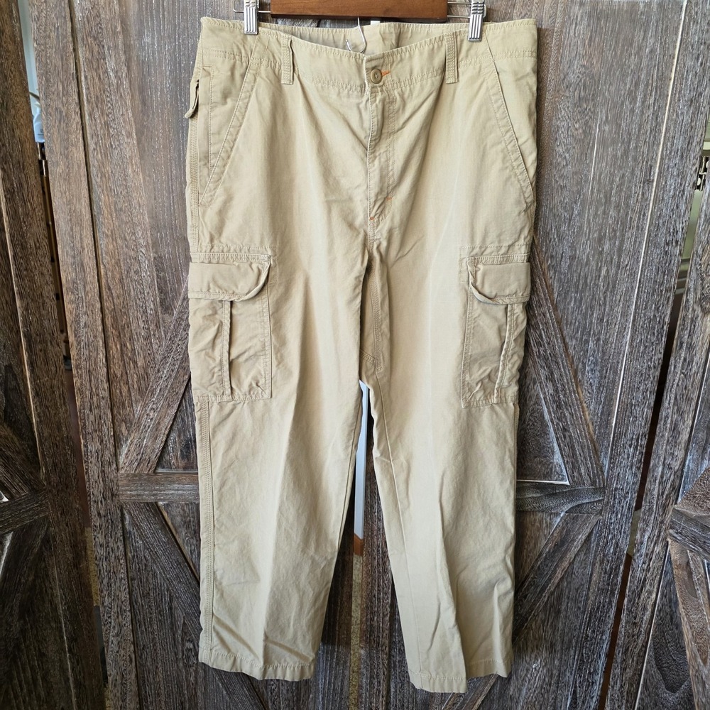 LL Bean Pants Men's Size 36 Inseam 29 Tan Khaki Cargo Pockets Natural Fit